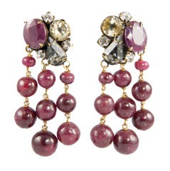 Ruby and Topaz Earrings by Iradj Moini