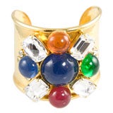 Gold Plated Cuff with Poured Glass Accents by Philippe Ferrandis