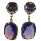 Impressive Large Faux Amethyst Dangle Earrings