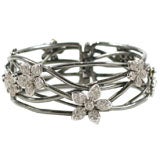 Blackened Gold and Diamond Flower Bracelet 11