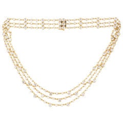 18k  and diamond 3-strand necklace