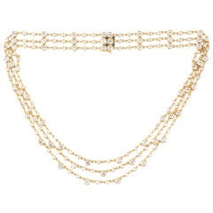 18 Carat Three Strand Diamond Necklace set in Bezels