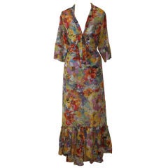 Stella McCartney Multi-Floral Print Silk Gown