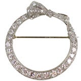 Diamond Bow Motif Pin, 4 Carats, Platinum