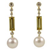 Mod Diamond and Pearl Earring