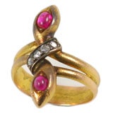 Double-Headed Serpent Ring with Rubies
