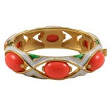 Crown Trifari Coral and Enamel Bracelet 1