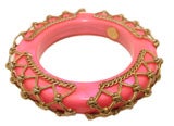 DOMINIQUE AURIENTIS SIGNED PINK LUCITE AND MESH BANGLE