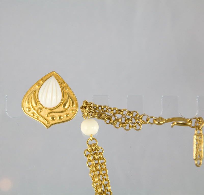 Women's Yves Saint Laurent Faux Ivory & Matte Gold Necklace & Earrings