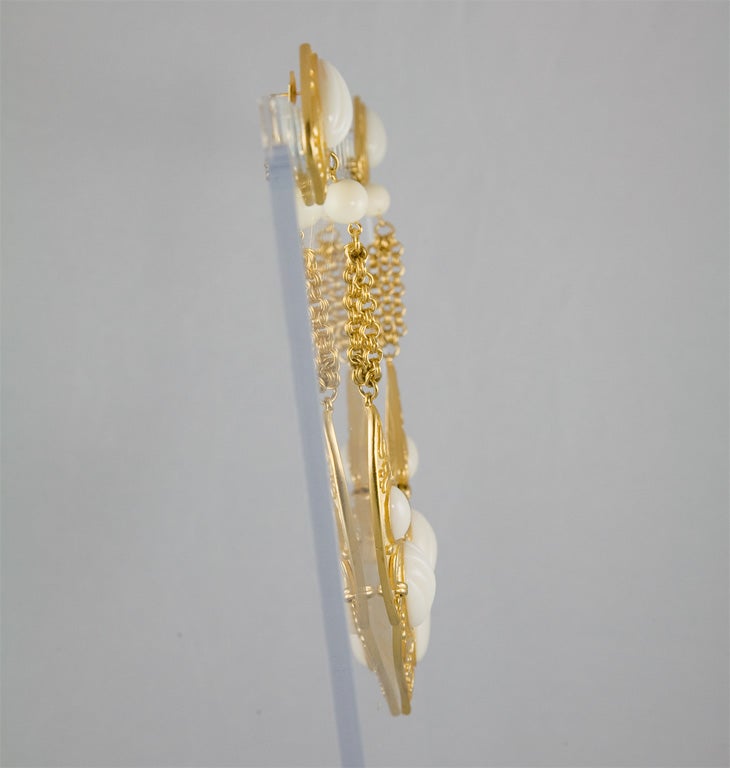 Yves Saint Laurent Faux Ivory & Matte Gold Necklace & Earrings 3