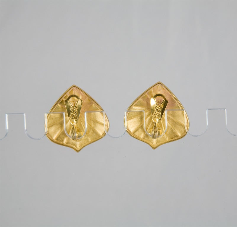 Yves Saint Laurent Faux Ivory & Matte Gold Necklace & Earrings 6