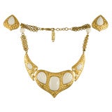 Yves Saint Laurent Faux Ivory & Matte Gold Necklace & Earrings