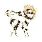 14K Gold and Enamel Zebra