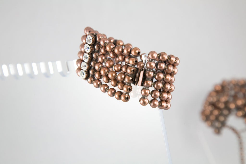 Bronze Bead and Rhinestone Choker and matching Bracelet 1