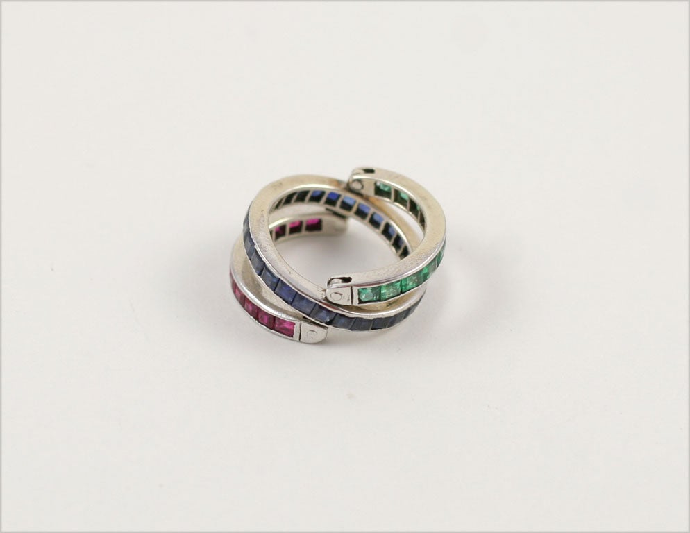 Interchanging Emerald, Sapphire, and Ruby Ring