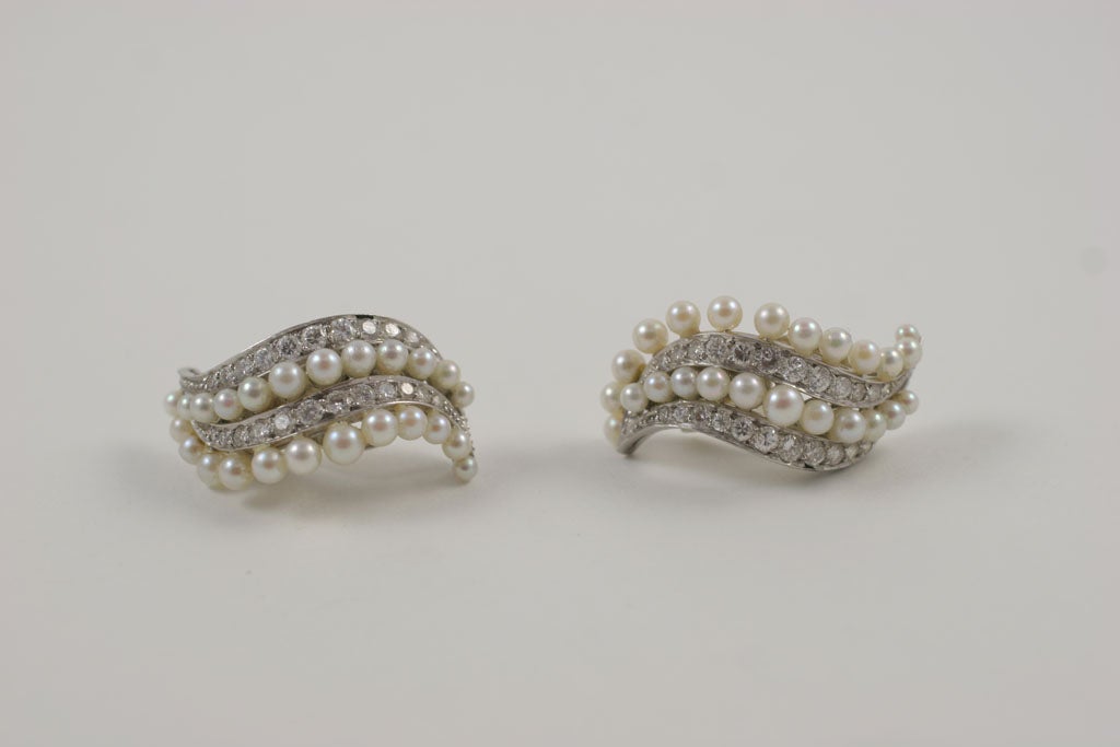 Women's Joan Crawford’s Van Cleef & Arpels Diamond and Pearl Earrings