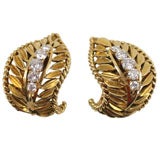 Van Cleef & Arpels Diamond and 18K Gold Clip Earrings