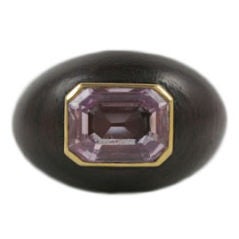 Pink Sapphire and Wood Bombe Ring