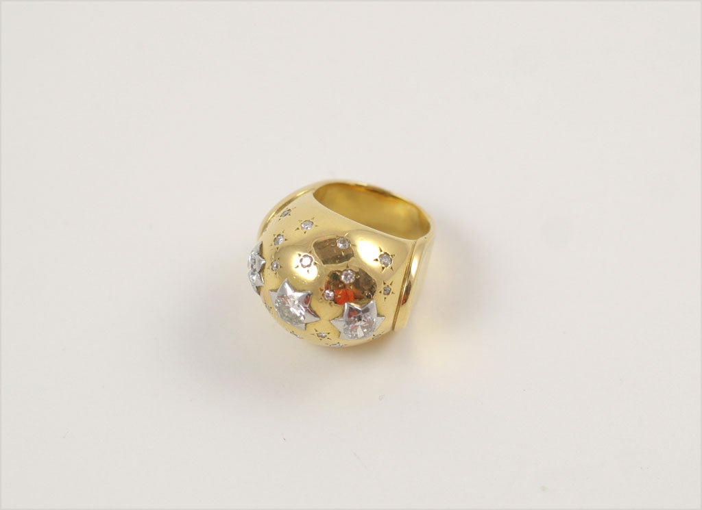 18K Gold and Diamond Bombe Cocktail Ring