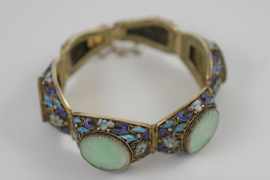 Jade and Enamel Chinese Bracelet 1