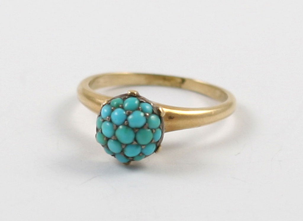 Petite Pave Turquoise and Gold Ring