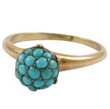 Petite Pave Turquoise and Gold Ring