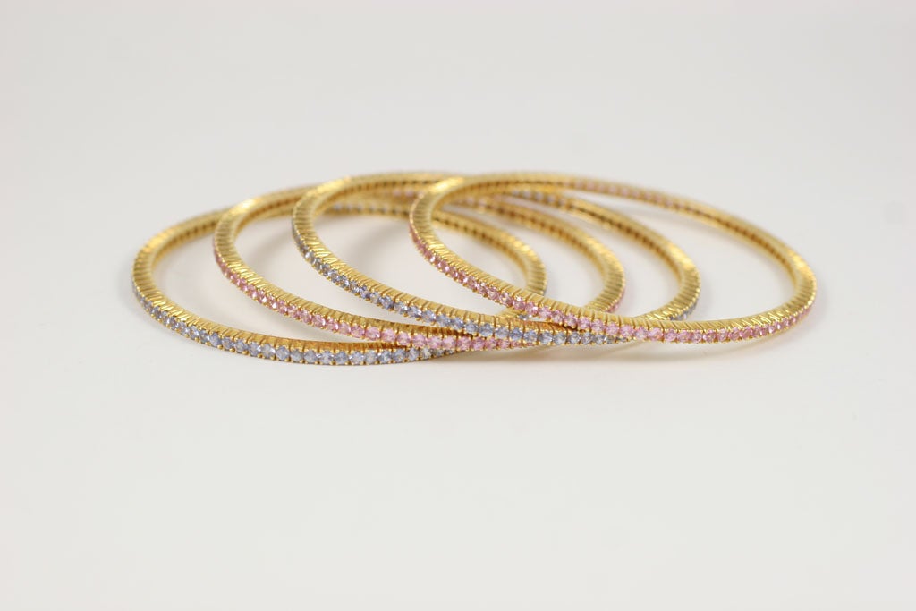 Pink and Blue Sapphire Bangles For Sale 1