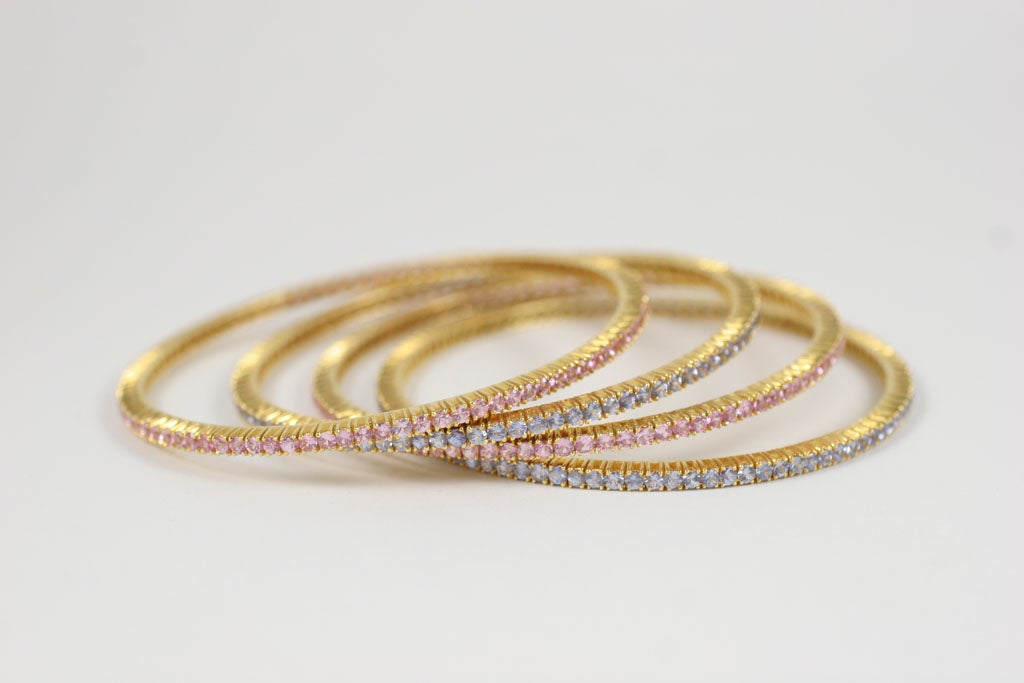 Pink and Blue Sapphire Bangles For Sale 5