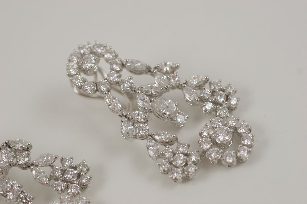 Fancy Cut Diamond Chandelier Earrings For Sale 1