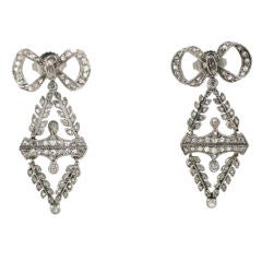 A Pair of Antique 'Bow' Earrings with Old Miner Diamonds
