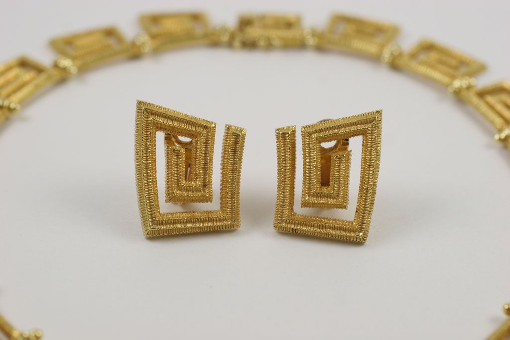 Women's 18kt Yellow Gold Greek Key Necklace Suite