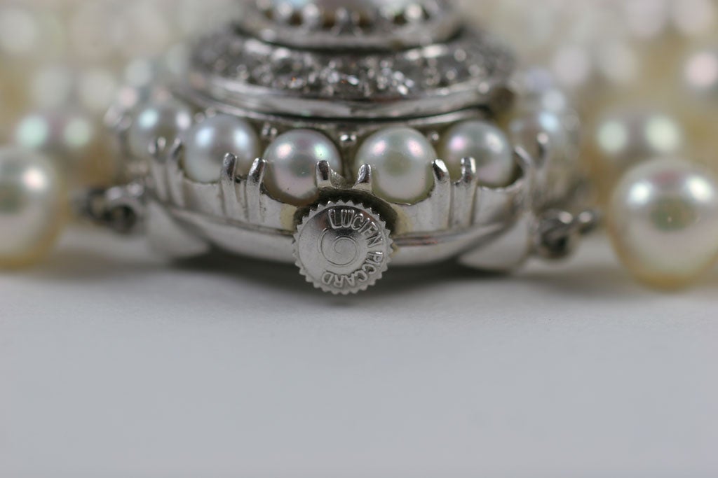 Lucien Piccard White Gold, Pearl & Diamond Bracelet Watch 1