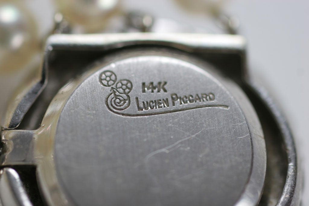 Lucien Piccard White Gold, Pearl & Diamond Bracelet Watch 4