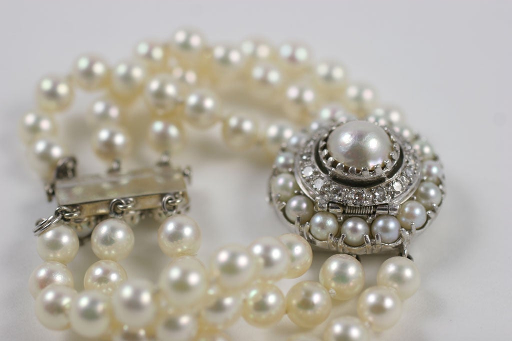 Lucien Piccard White Gold, Pearl & Diamond Bracelet Watch 5