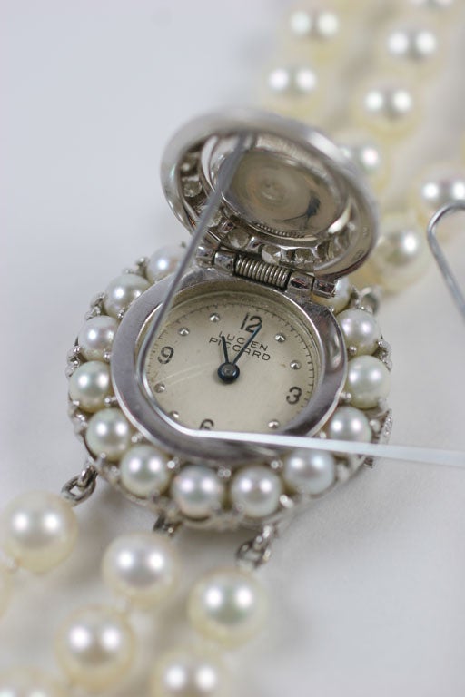 Lucien Piccard White Gold, Pearl & Diamond Bracelet Watch 7