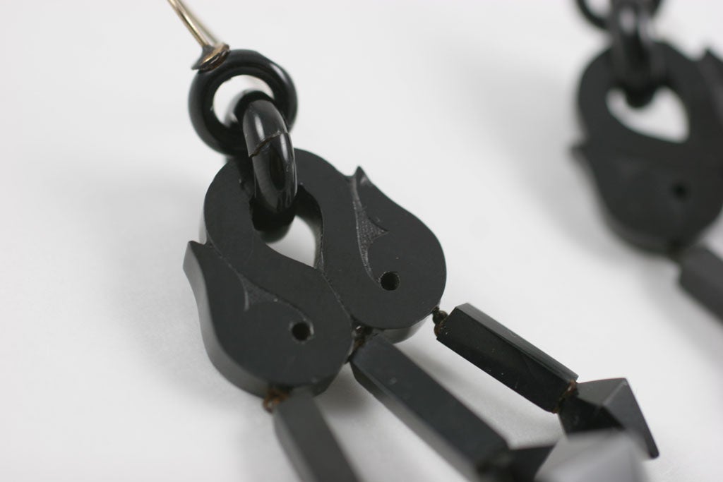 Antique Chandelier Girandole Earrings of Jet 2