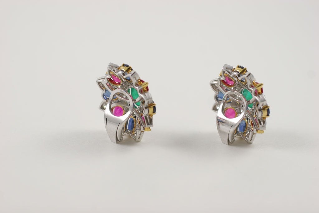 Emerald Ruby Sapphire Diamond Earrings 3