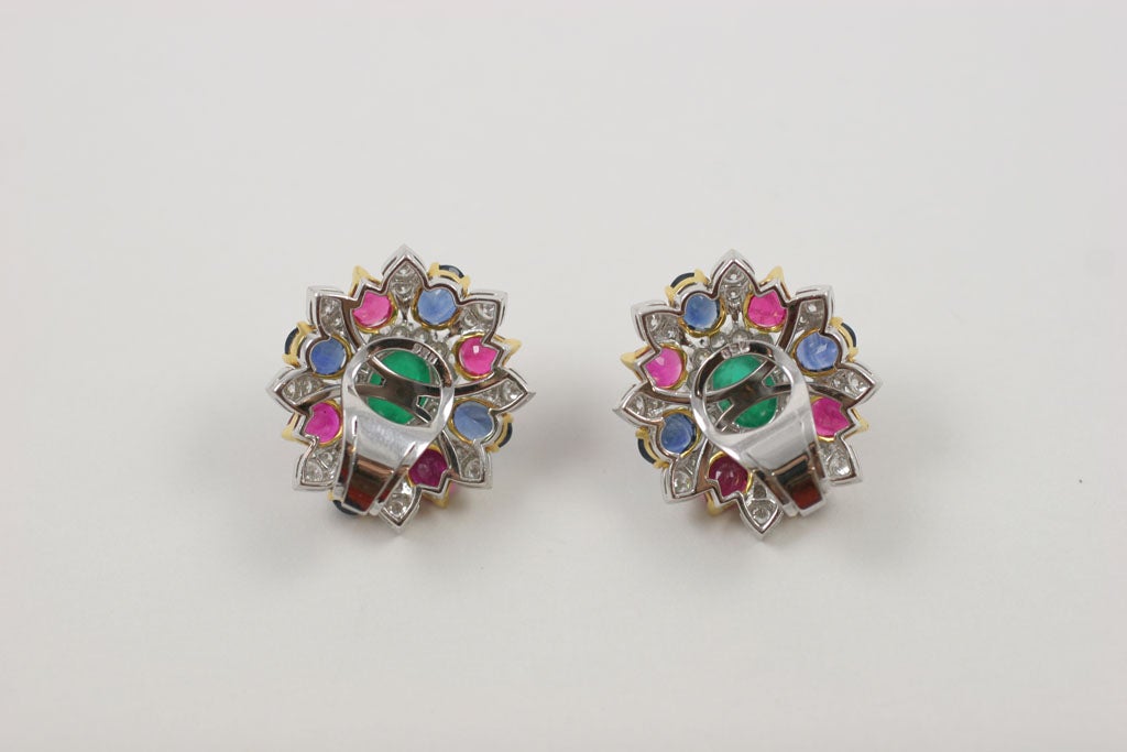 Emerald Ruby Sapphire Diamond Earrings 5
