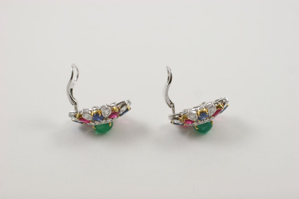 Emerald Ruby Sapphire Diamond Earrings 6