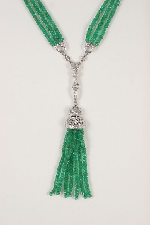 Emerald and Diamond tassle necklace