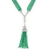 Emerald and Diamond tassle necklace