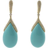 Turquoise Champagne Diamond Drop Earrings
