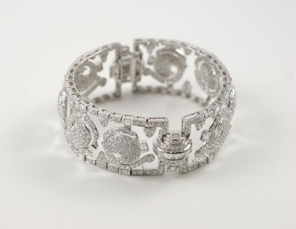 Wide Diamond Bracelet with swirl motif with 19.80tw