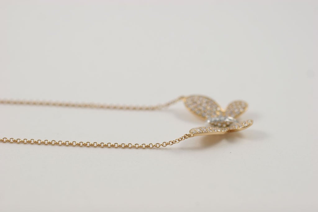 rose gold diamond butterfly necklace