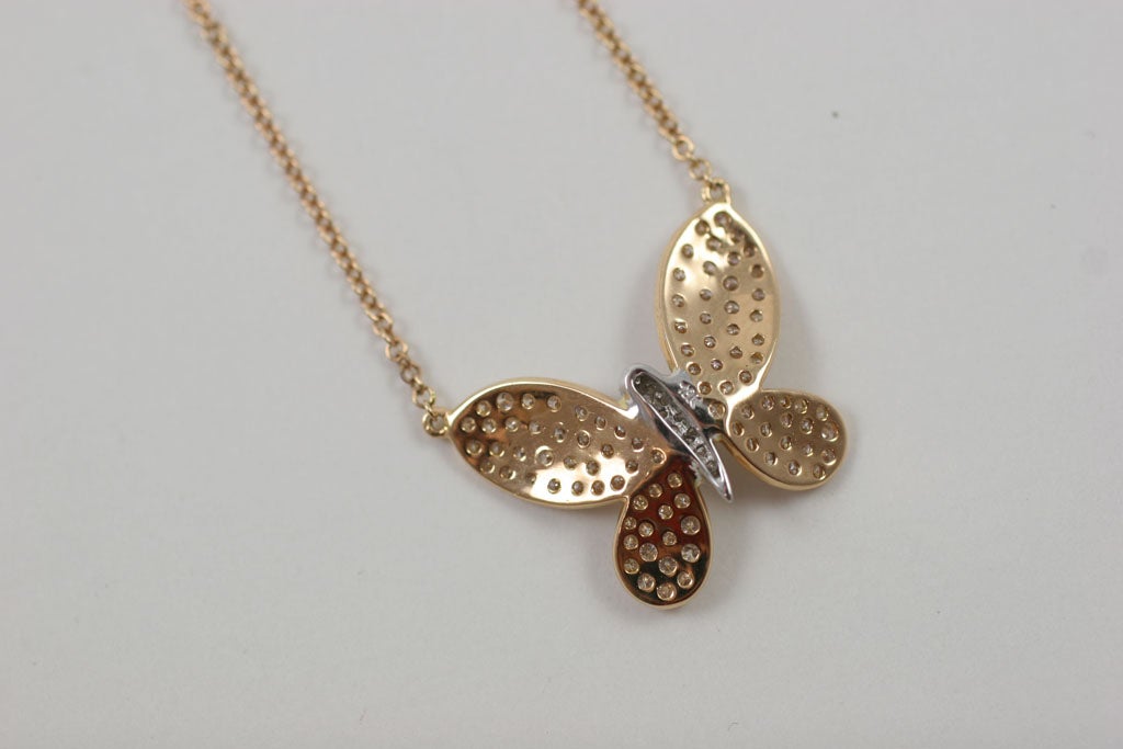 Rose gold Diamond butterfly pendant 2