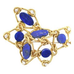 18K Gold and Lapis Lazuli Brooch