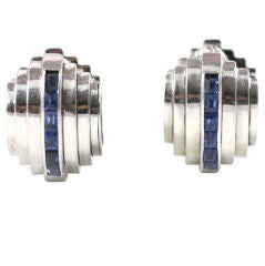 1930’s Modernist Sapphire Hoop Earrings