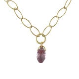 18kt Yellow Gold Marquise and circle Link Necklace with Amethyst