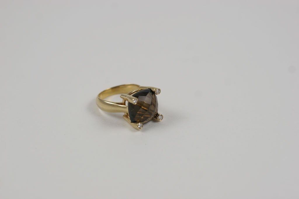 Smoky Topaz Cabochon Ring For Sale 1