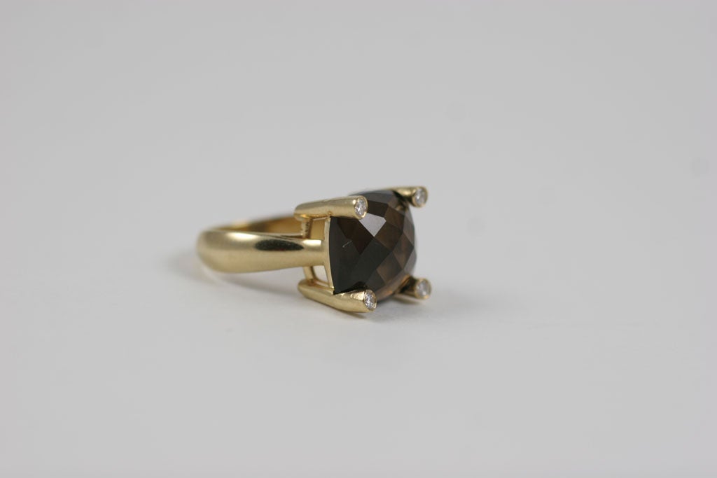 Smoky Topaz Cabochon Ring For Sale 2